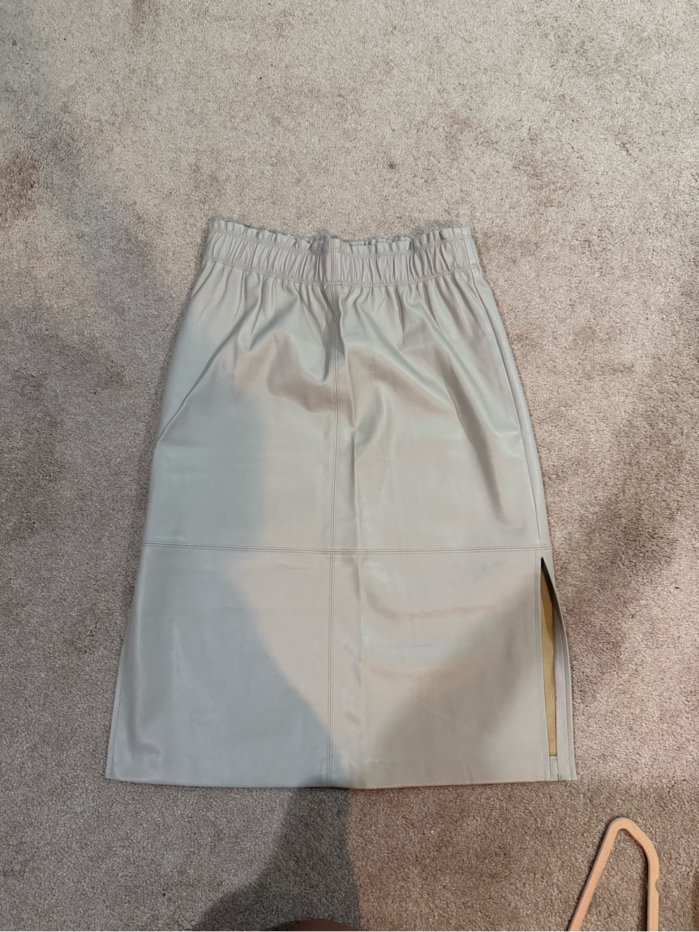 Ann Taylor Cream Faux Leather Pencil Skirt with Side Slit